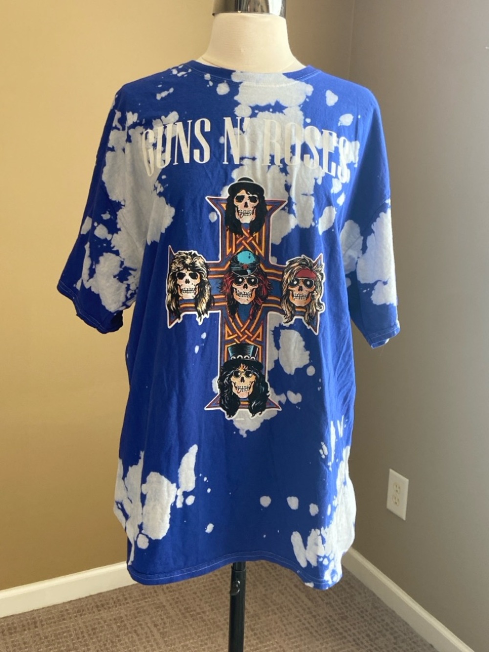 Guns N' Roses Blue Tie Dye Graphic Band Tee, Size XL, Unisex, Rock Band